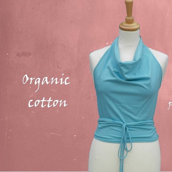 Wrap Top Organic Cotton, Halter Top Biological Cotton, Sustainable 