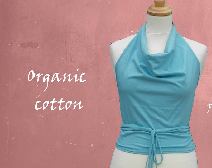 wrap top organic cotton, halter top biological cotton, sustainable clothing, fair trade clothing