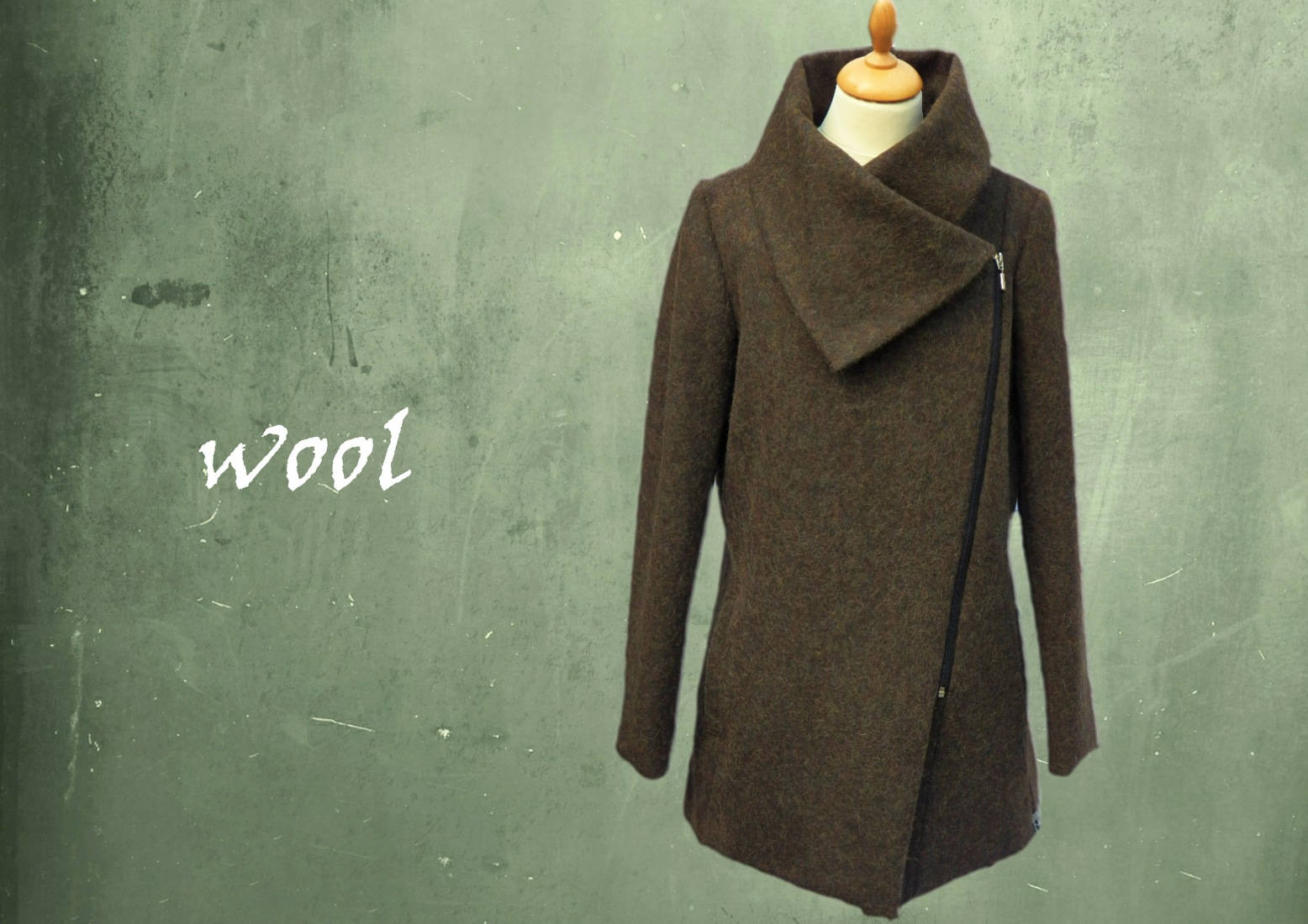 Wool Coat Wool Zipper Coat Wool Winter Coat Winter Coat Etsy