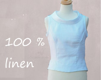 Linen blouse with boatneck, linen summer blouse