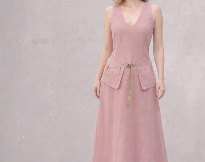 linen maxi dress with separate belt
