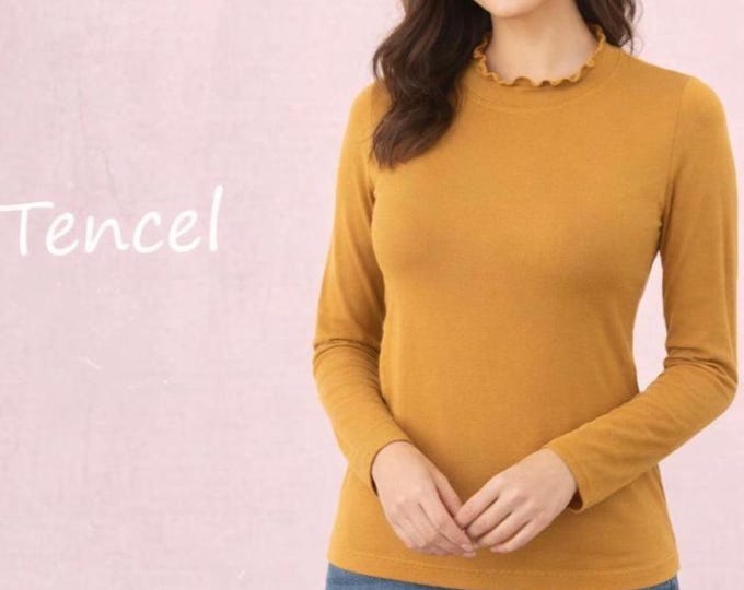 Tencel shirt with turtle neck