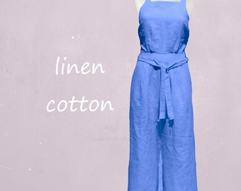 pinafore dress in linen-cotton mix
