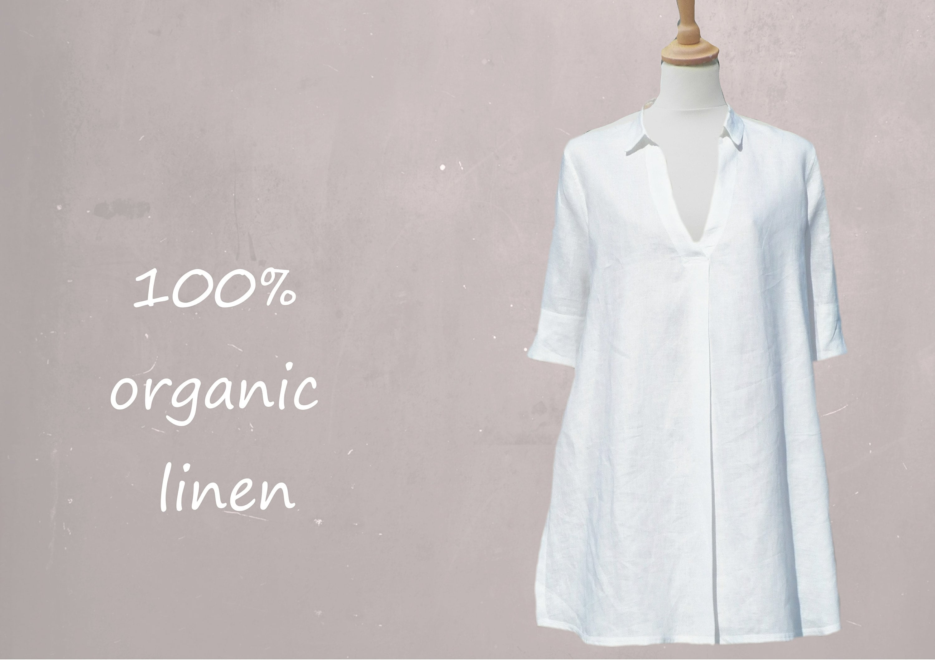 Linen A-line blouse-dress, linen tunic, linen A-line dress