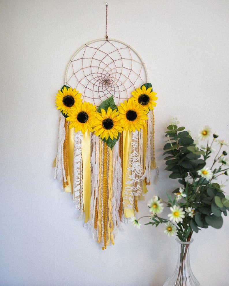 Boho Sunflower Dream Catcher image 1