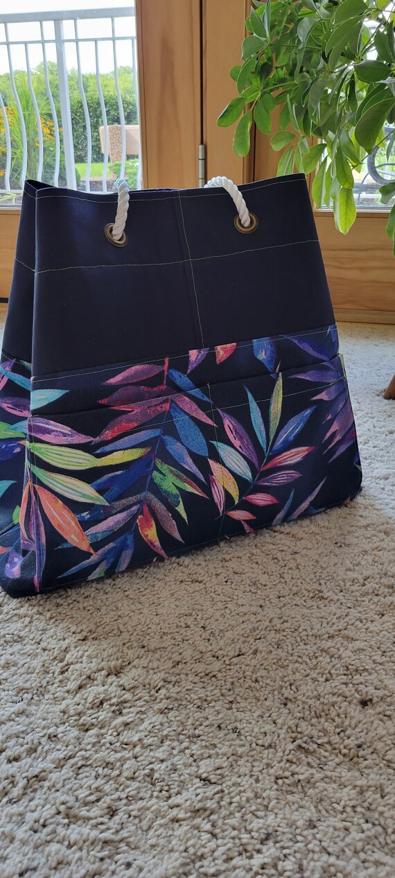 Grand Sac Fourre-tout De Plage – Motif Tropical, Anses Corde – Neuf Avec étiquettes