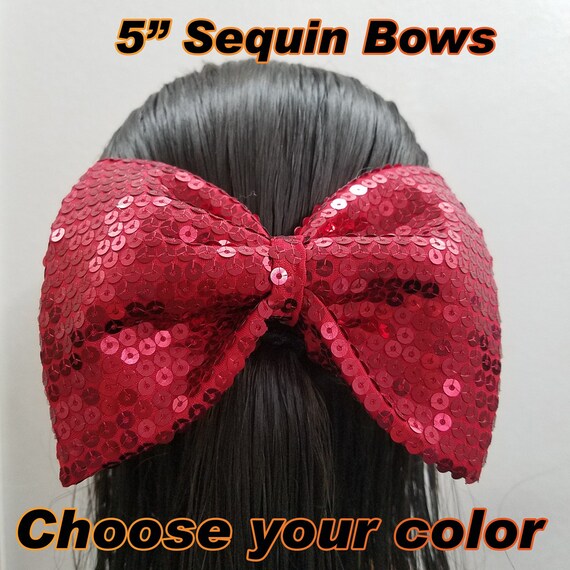 5 Sequin Barrettes Cute Girl Big Bow Hair Accessories Etsy