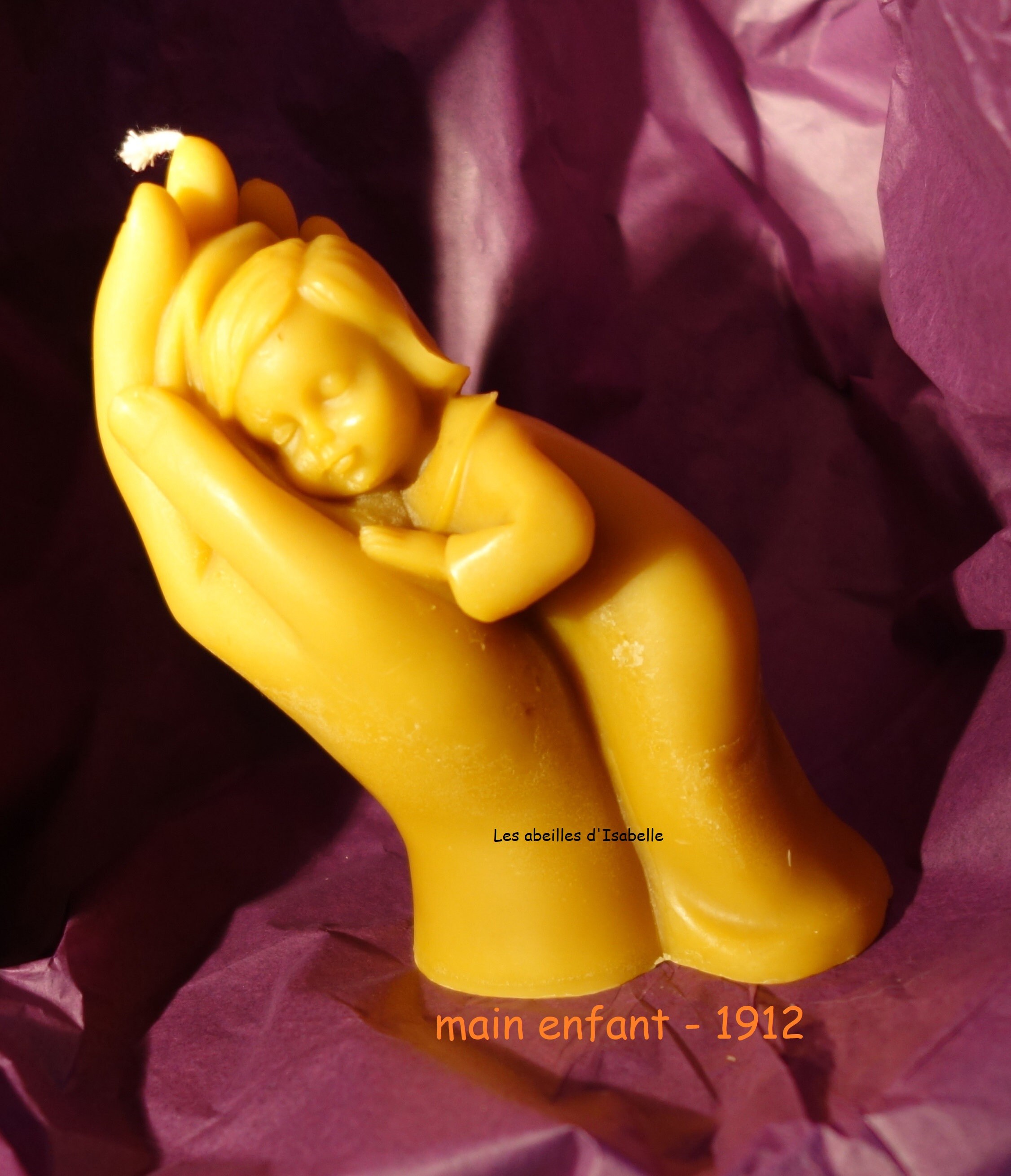 Bougie en Pure Cire d'abeille - Main Enfant 