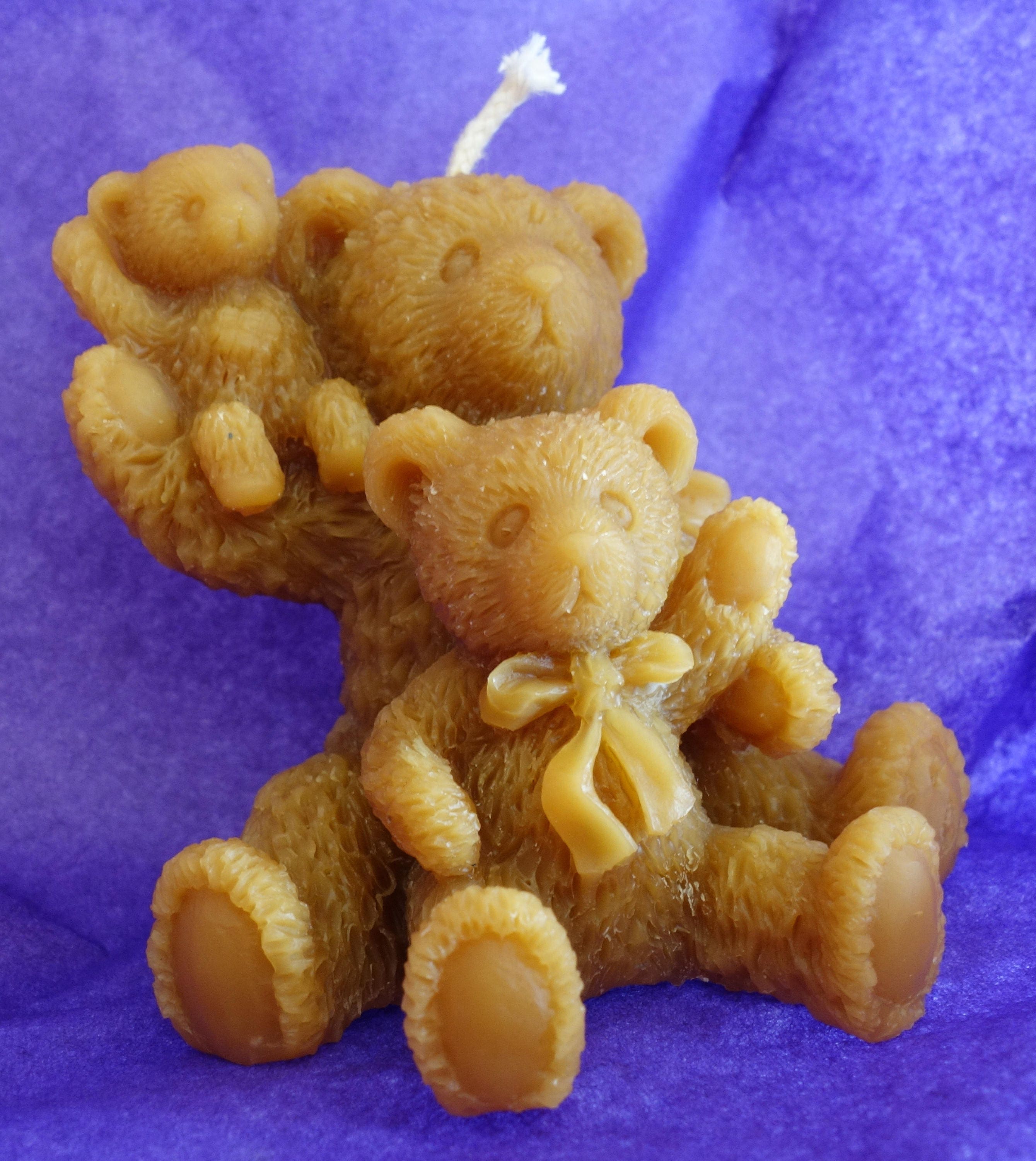 Bougie en Pure Cire d'abeille - Oursons Trio