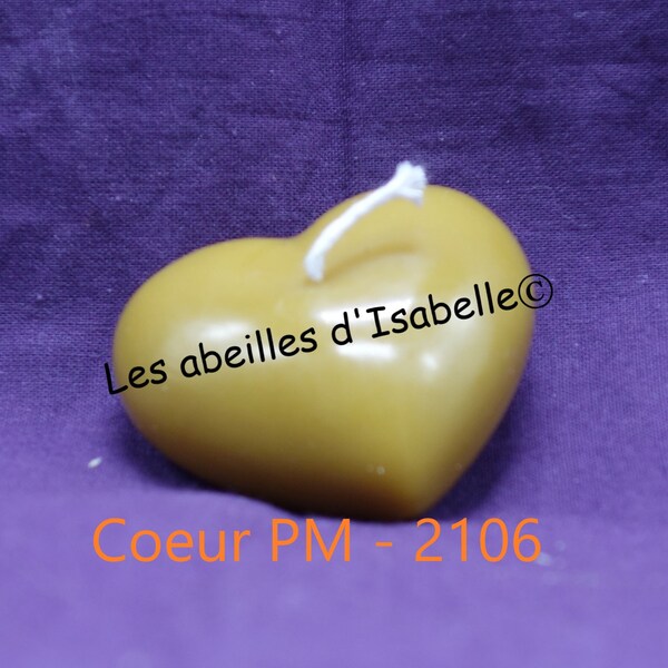 bougie en cire naturelle d'abeille "coeur" PM