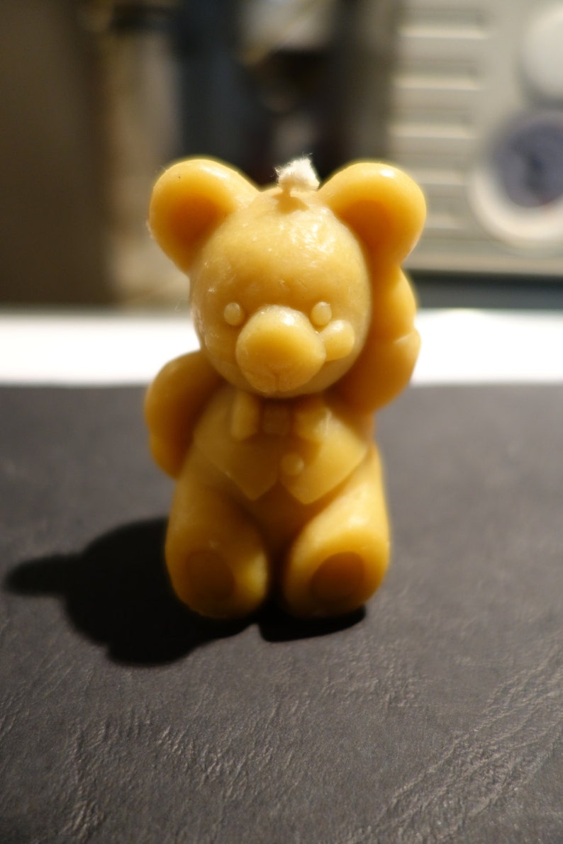 natural bee wax candle sitting bear image 1