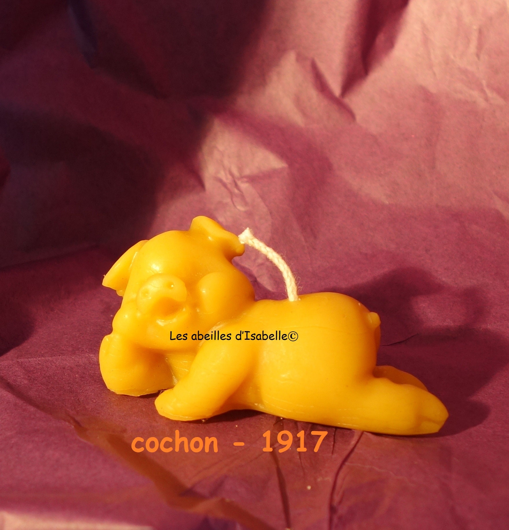 Bougie en Pure Cire d'abeille - Cochon