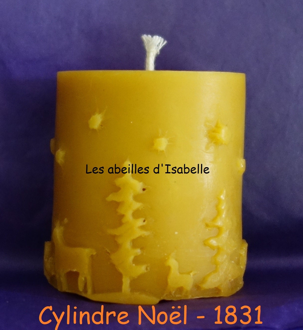 Bougie Cylindre de Noël en Pure Cire d'abeille