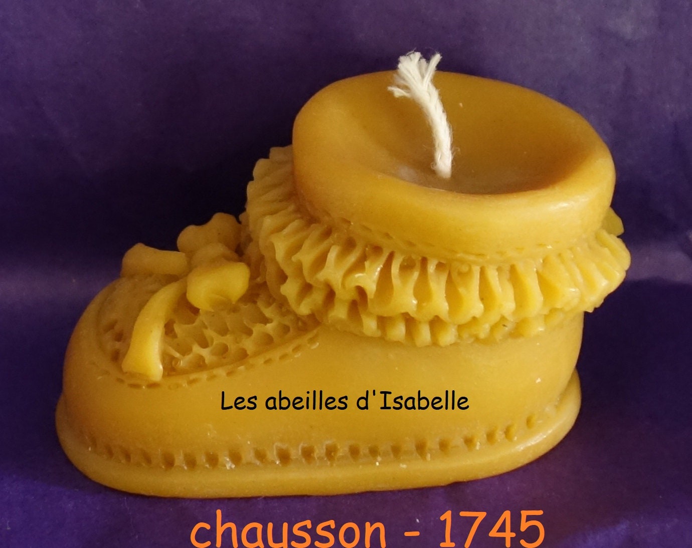 Bougie en Pure Cire d'abeille - Chausson Naissance