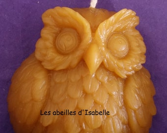 candle in pure beeswax - owl