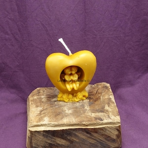 natural beeswax candle &quot;couple of angels in a heart&quot;