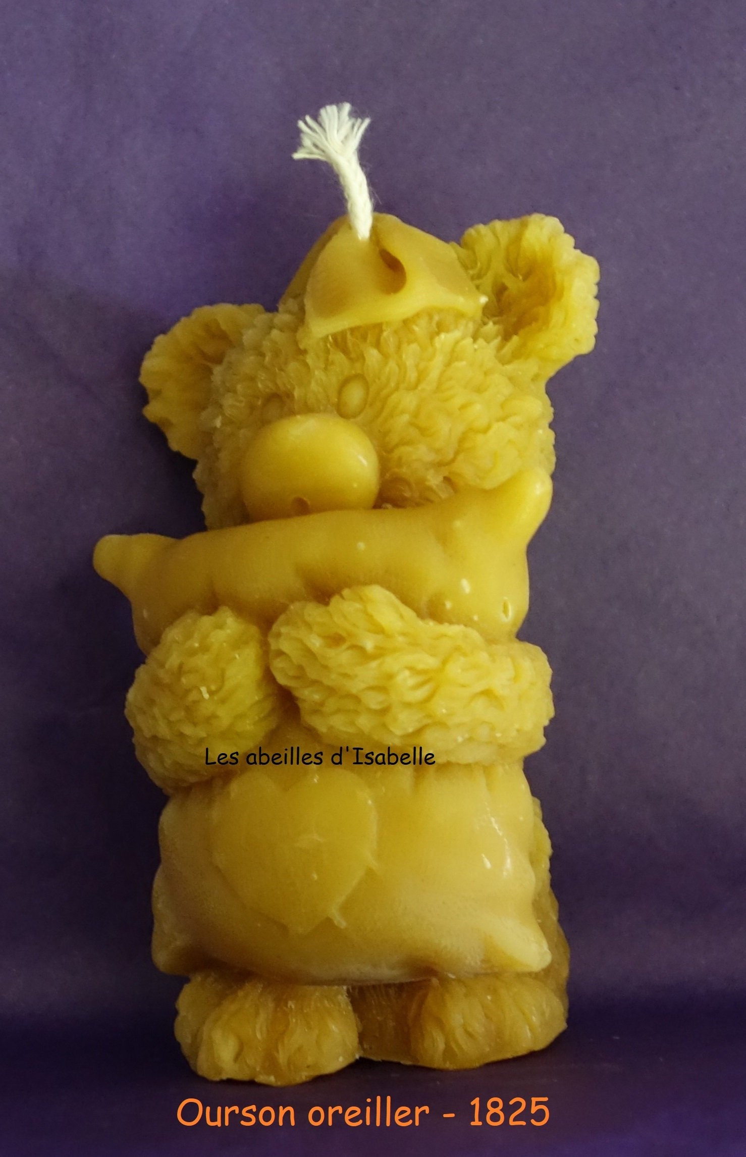 Bougie Ourson avec Son Oreiller en Pure Cire d'abeille