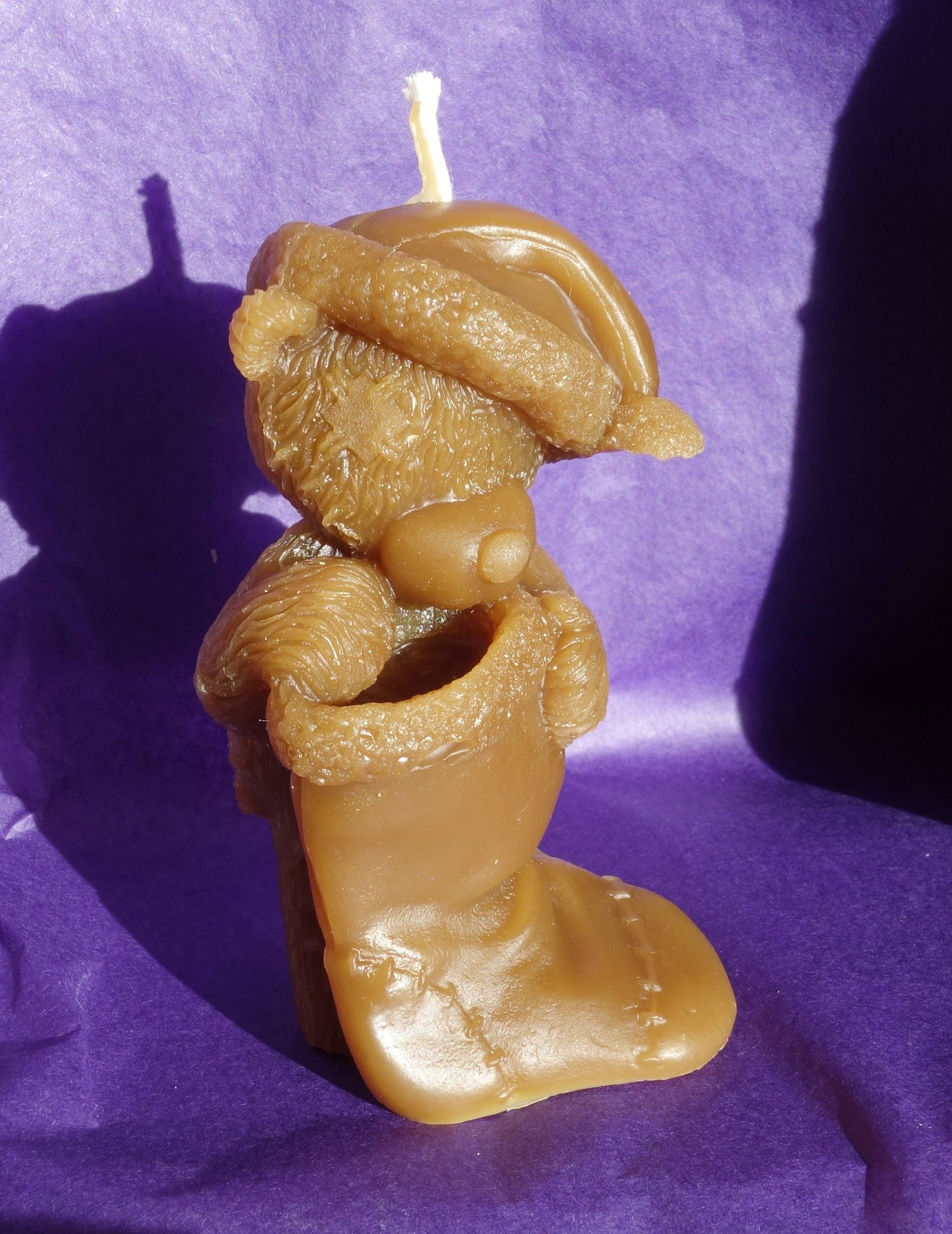 Bougie en Pure Cire d'abeille Ourson de Noel