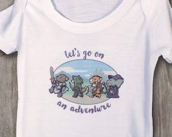 Let's Go On An Adventure Baby Bodysuit, Adventure Baby Shower, Kids D&D, DnD Baby, Dungeons And Dragons, Dungeon Master Gifts, Baby Animal