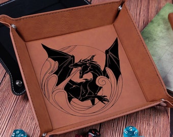 Fantasy Dragon Dice Tray: Foldable Leather RPG Rolling Tray