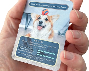 Custom Metal Pet Trading Card, Personalized Dog TCG Photo Keepsake, Cat Lover Gift