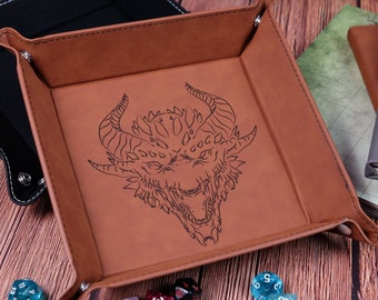 Dragon Dice Tray: Foldable Leather RPG Rolling Tray