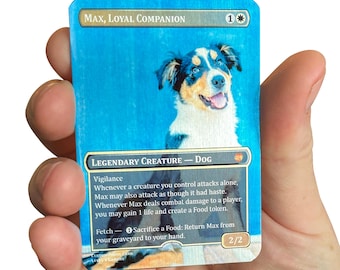 Custom Metal Magic Card: Personalized Creature Design | Pet Memorial or Couples – Choose MTG Style