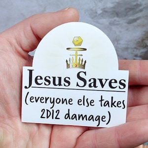 Jesus Saves Sticker | Jesus Parody Decal for Dungeons and Dragons | Jesus Themed DnD Accessories | DnD Gifts | DnD Stickers | Dungeon Master