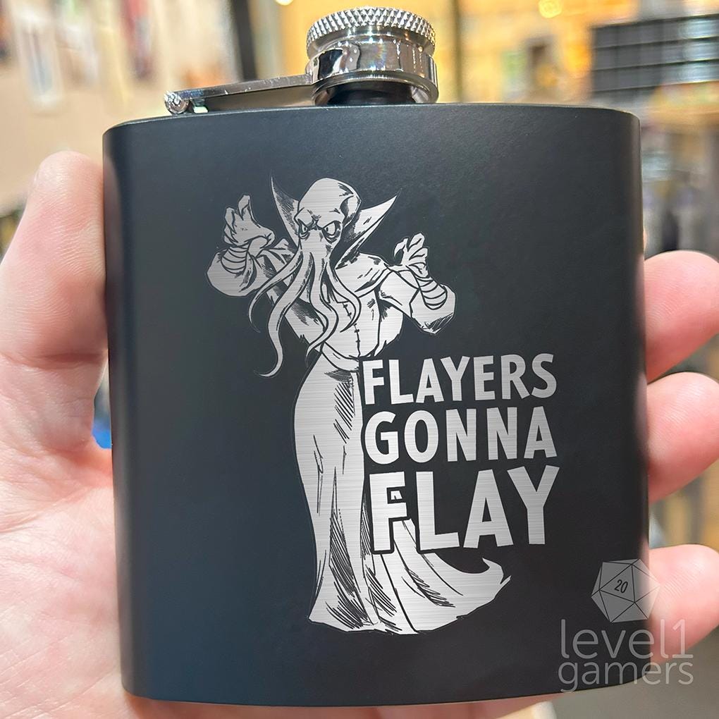 Mind Flayer Flask: Laser Engraved Stainless Steel, DnD Gift