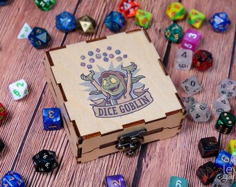 Dice Goblin Dice Box | Dungeons and Dragons Themed Dice Case | Dice Holder | Dice Vault | DnD Accessories | Dice Tray | DnD Gifts | Wood Box