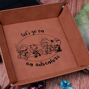 Let's Go On An Adventure Dice Tray | Foldable Leather Dice Tray For Animal Lovers | DnD Accessories | Dungeons And Dragons Enthusiasts