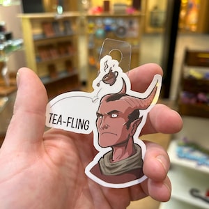 Tea-Fling Sticker | Tiefling Decal for Dungeons and Dragons | Tiefling Themed DnD Accessories | DnD Gifts | DnD Stickers | Tea Sticker
