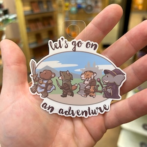 Let&#39;s Go On An Adventure Sticker | Adventure Themed Decal for Dungeons and Dragons | Cute Animal DnD Accessories | DnD Gifts | DnD Stickers