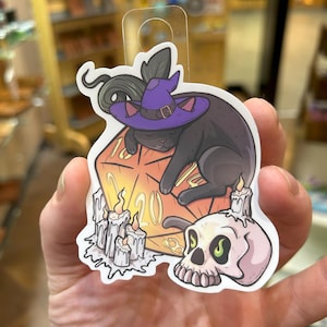 D20 Black Cat Sticker | Cute Feline Decal for Dungeons and Dragons | Purrfect Accessories for Fans of Adorable Animals | Hand-Drawn Art