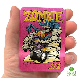 Zombie (Rat Fink) Token printed on Metal | Token for Magic the Gathering | Proxy Art | Undead Rat Fink Illustration | MTG Custom Art Card