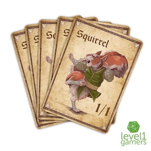 Pack de cartes magiques d'écureuil (5 cartes) | Motif proxy personnalisé dessiné à la main qui peut être inséré dans le pont | Cadeau MTG