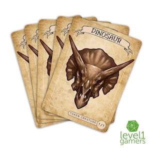 Dinosaur Token Magic Card Pack (5 Cards) - Preorder | Custom Hand-Drawn Proxy Design That Can Be Sleeved Into Deck | MTG Card Gifts