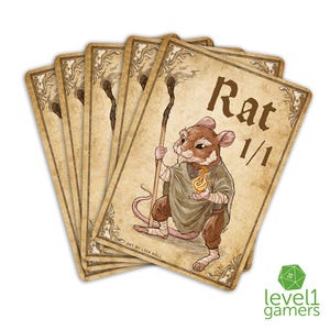 Paquete de cartas de Rat Magic (5 cartas) / Diseño proxy personalizado, dibujado a mano, que se puede colocar en fundas / Regalo de MTG