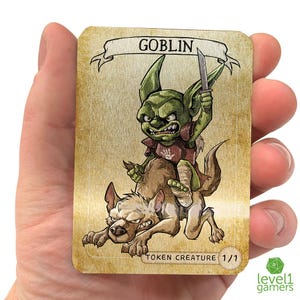 Ficha mágica de metal de duende feroz / Diseño de proxy dibujado a mano prensado a mano sobre tarjeta de metal de aluminio / Regalos para fanáticos de Magic: the Gathering