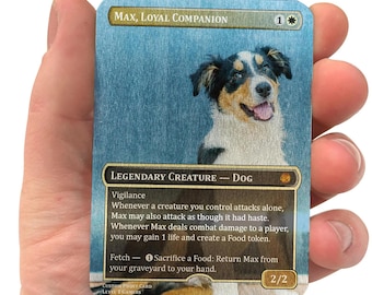 Custom Metal Magic Card: Personalized Creature Design | Pet Memorial or Couples – Choose MTG Style
