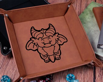 Red Dragon Leather Dice Tray: Foldable RPG DnD Rolling Tray