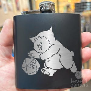 D20 Owlbear Flask: Laser Engraved Stainless Steel, Dungeons & Dragons Gift