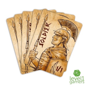 Paquete de cartas mágicas de soldado centurión romano (5 cartas) / Diseño proxy personalizado dibujado a mano que se puede enfundar en la baraja / Regalo de MTG
