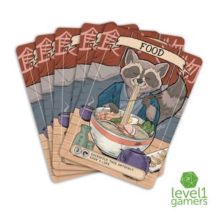 Pacote de Cartas Mágicas Ramen Raccoon Token (5 Cartas) - Pré-venda | Design de Proxy Personalizado Desenhado à Mão que Pode ser Incorporado ao Deck | Presente MTG