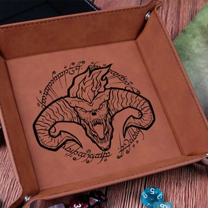 Balrog Leather Dice Tray: Foldable DnD Gaming Accessory