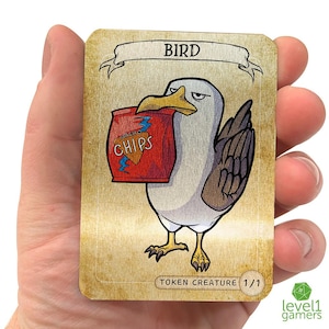 Seagull Bird Token Magic Card: Hand-Pressed Aluminum Metal MTG Proxy
