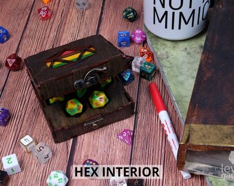 D20 DnD Dice Box, HEX interior, Pride, Dice Box, Pride Flag, LGBTQ, Dungeons And Dragons, DnD Dice, D20, Dungeon Master, Dice Vault, Wood