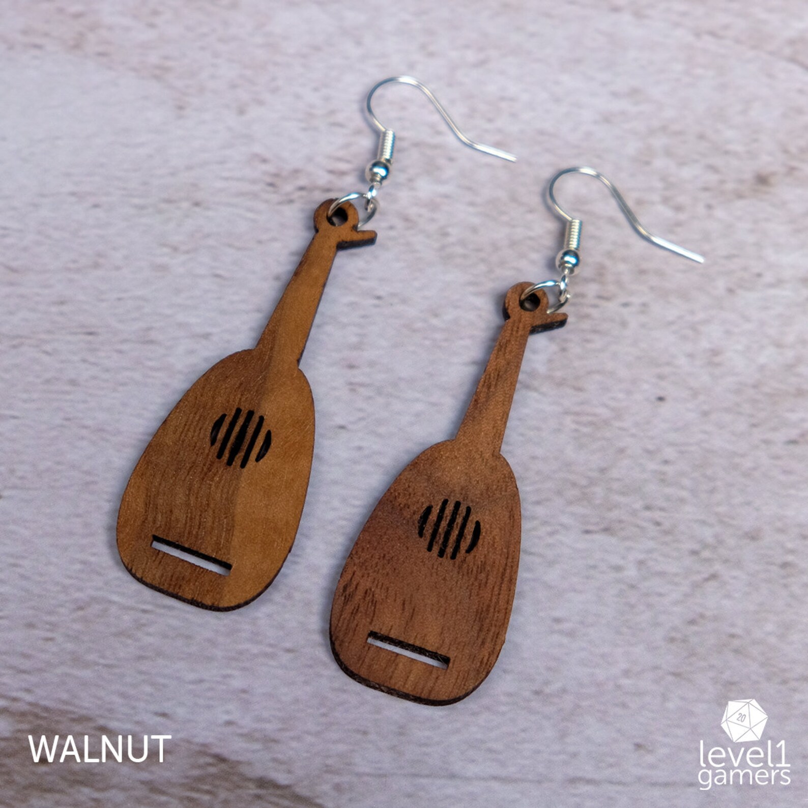 Lute Earrings Bard Lute Bard Earrings Lute Wood Earrings Etsy