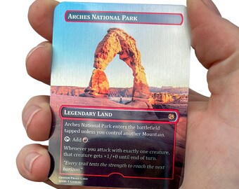 Custom Metal MTG Land Card: Basic & Non-Basic Lands | Personalized Full Art Deck Upgrade Gift