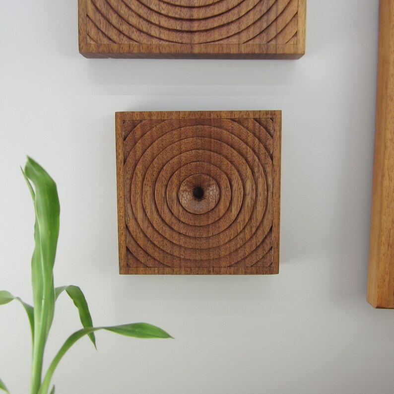 Abstract Wall Art Hand Carved Wooden Geometric Hanging